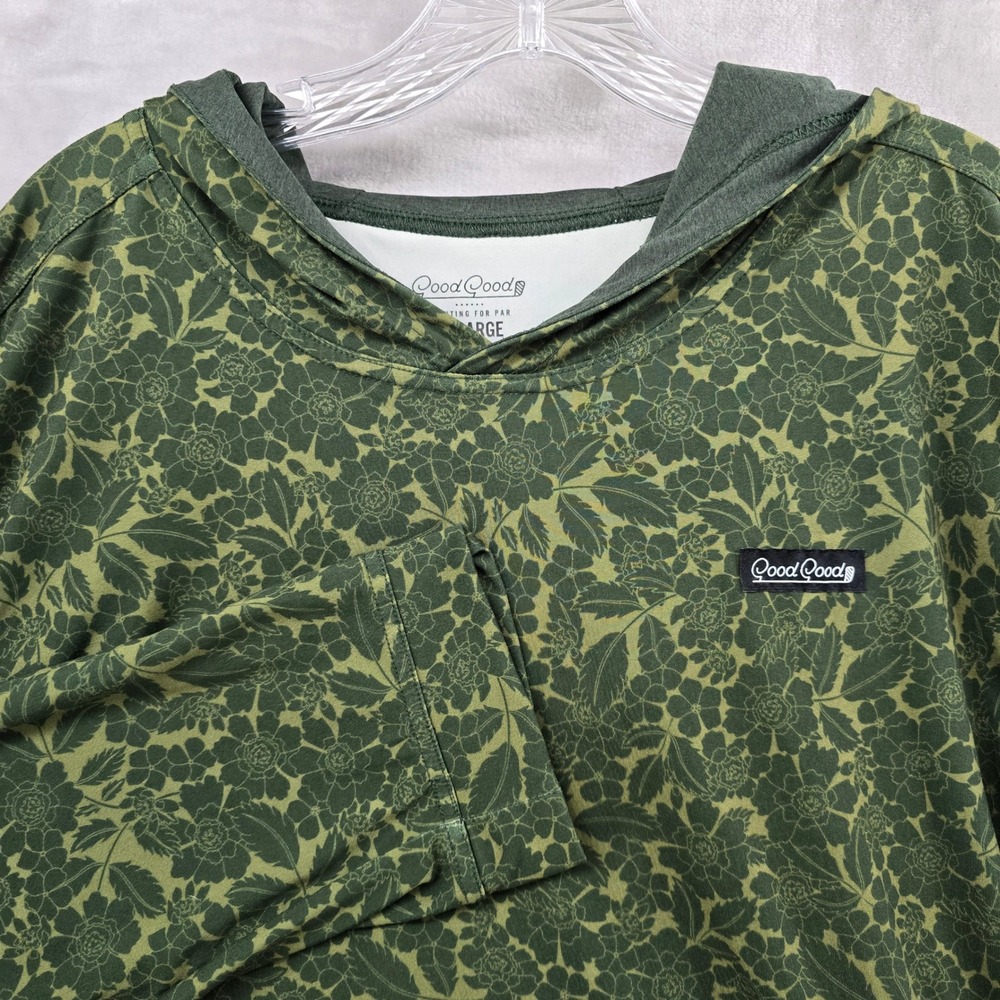 Good Good Hoodie Mens 3XL Green Floral Performance Long Sleeve Pullover Golf